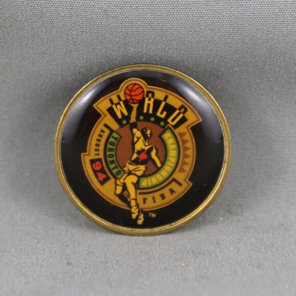 Vintage Basketball Pin - 1994 Fiba World Championships Toronto - Celluloid Pin - Picture 1 of 3